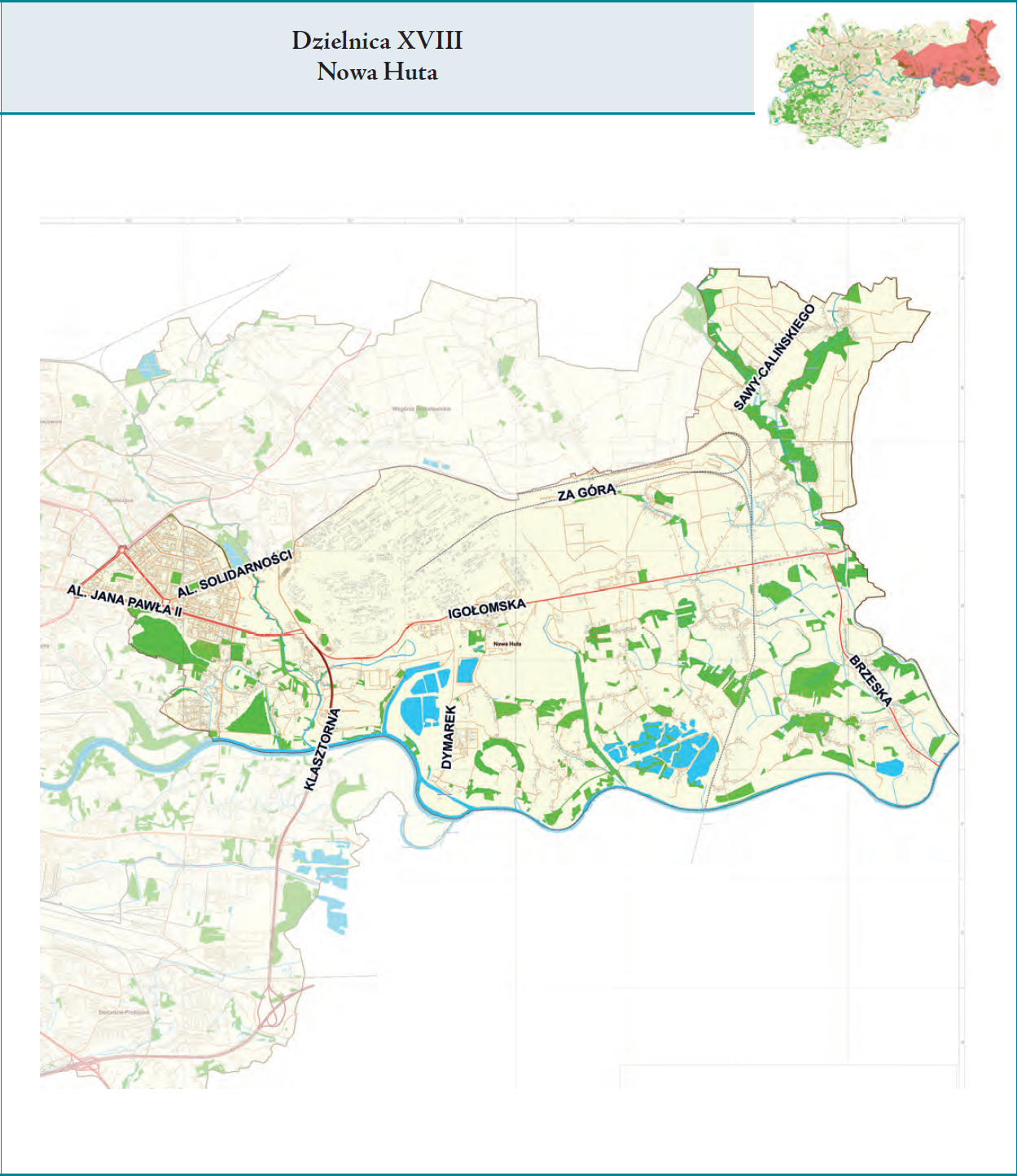 mapa dzielnicy Nowa Huta