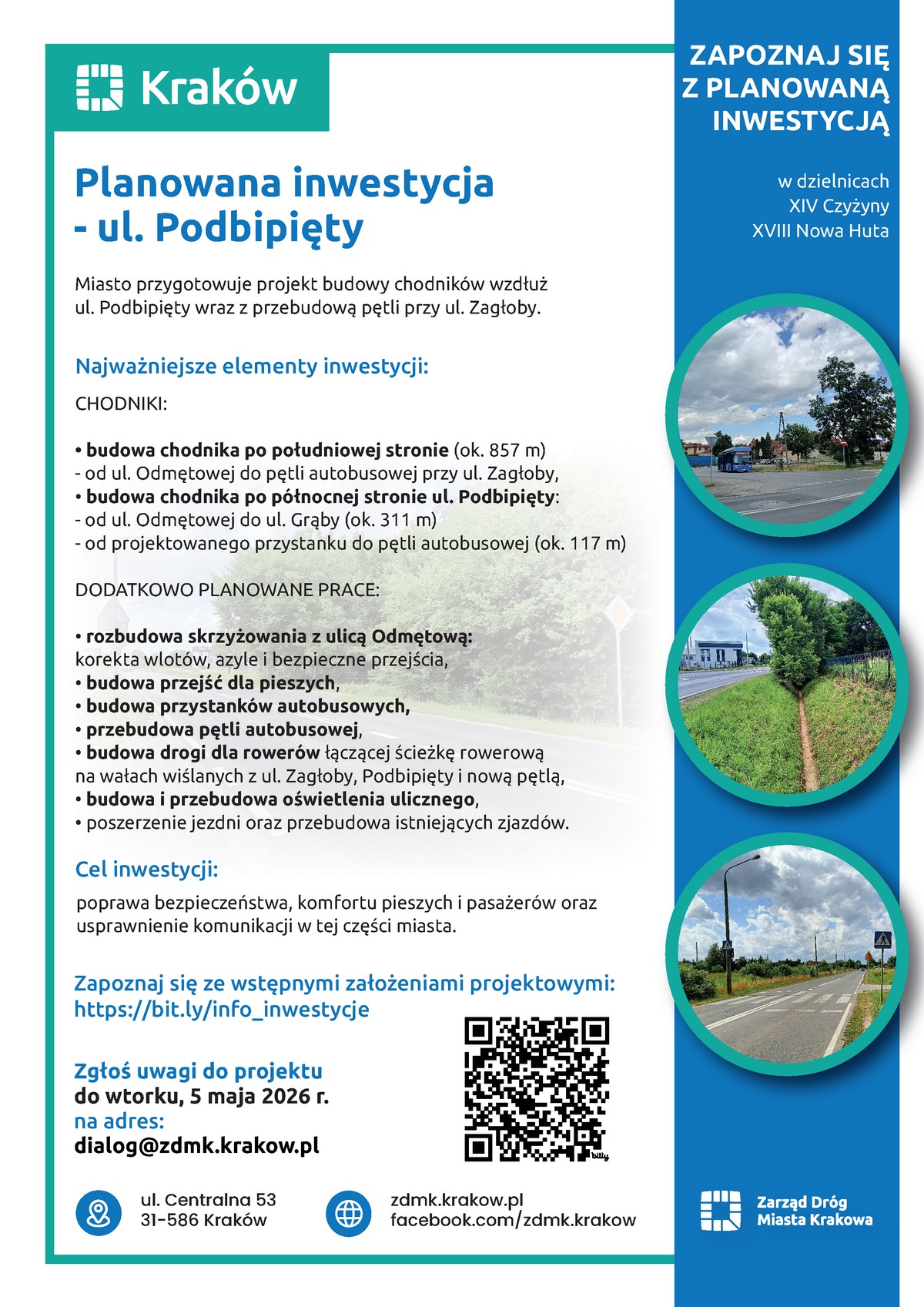 Budowa chodnika na ul. Podbipiety plakat