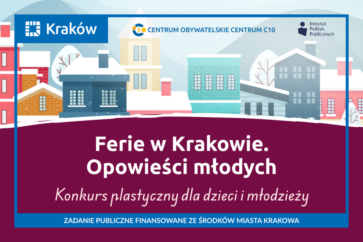 Baner: Ferie w Krakowie. Opowieści młodych - konkurs plastyczny dla dzieci i młodzieży