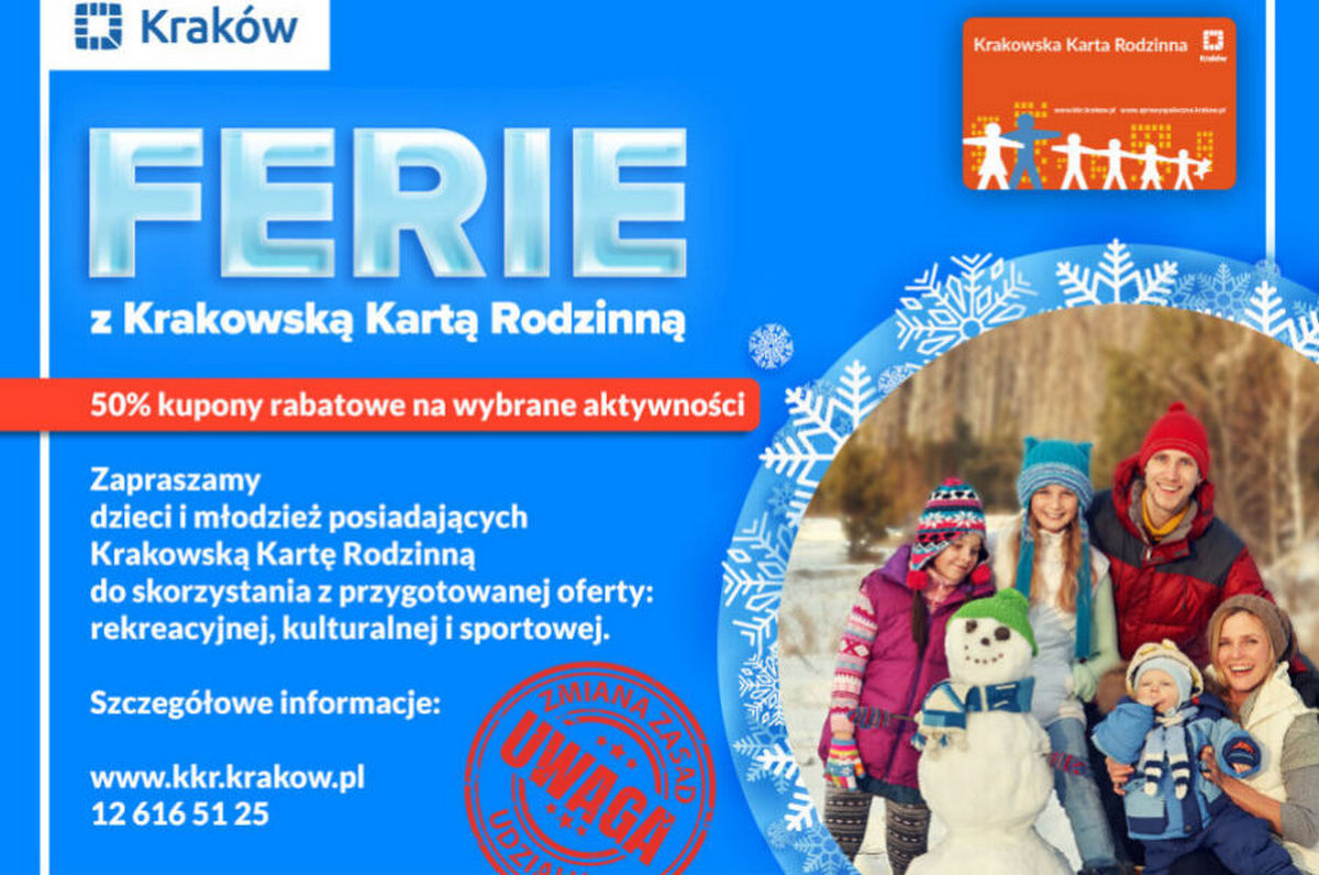 Ferie z Krakowska Kartą Rodzinną 2026