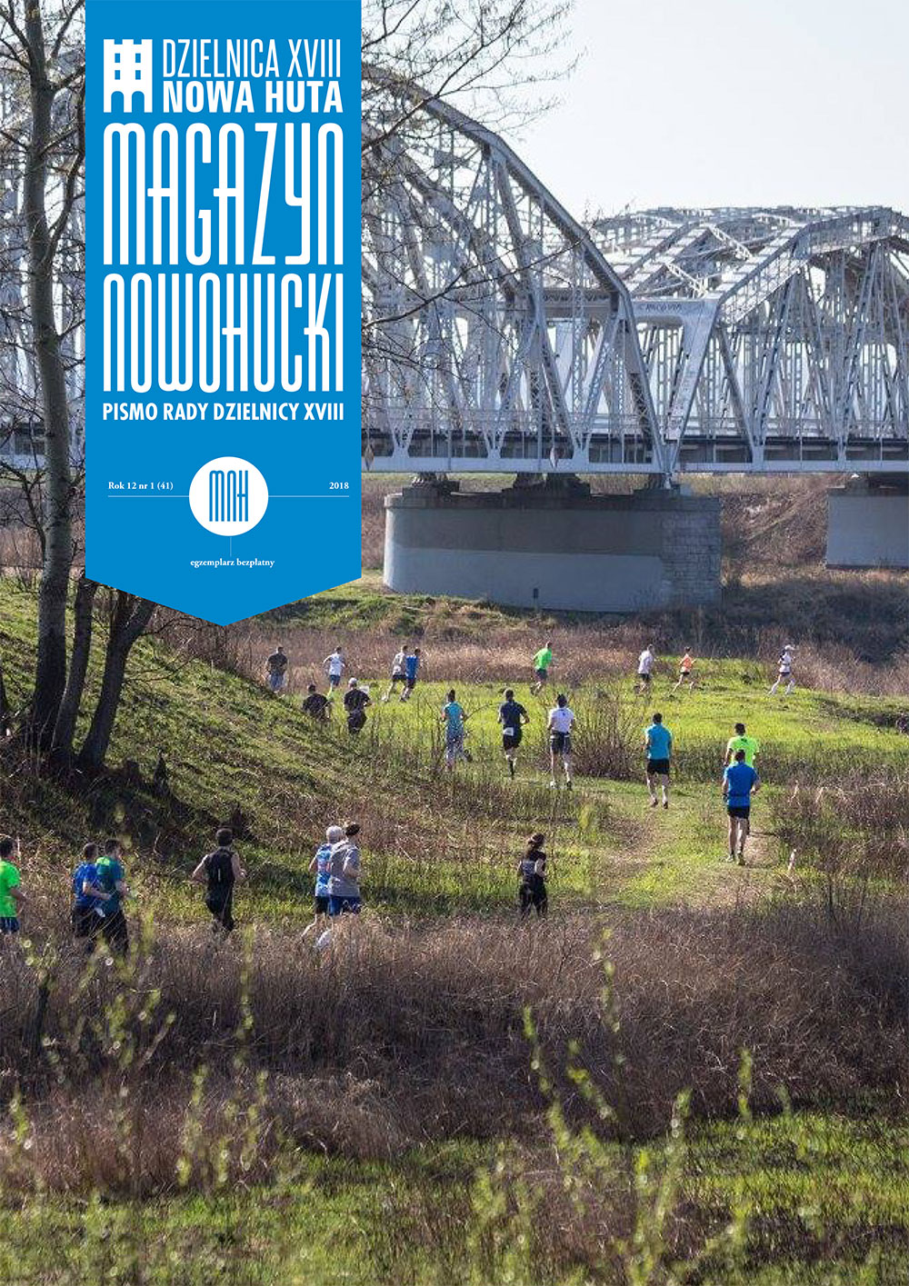 Biegacze w okolicach mostu nad Wisłą